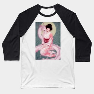 Geisha and white dragon 94001 Baseball T-Shirt